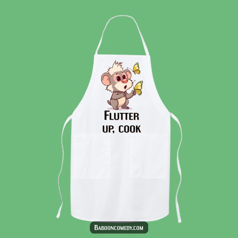 Funny Baboon Butterfly Apron: Humorous Gift for the Surprised Chef