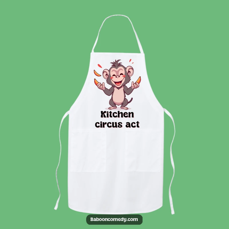 Funny Baboon Juggling Bananas Apron - Chef's Primate Acrobat Kitchenware