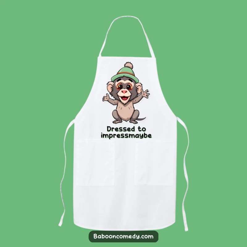 Funny Baboon Silly Hat Apron: Hilarious Primate Pose Kitchen Fun