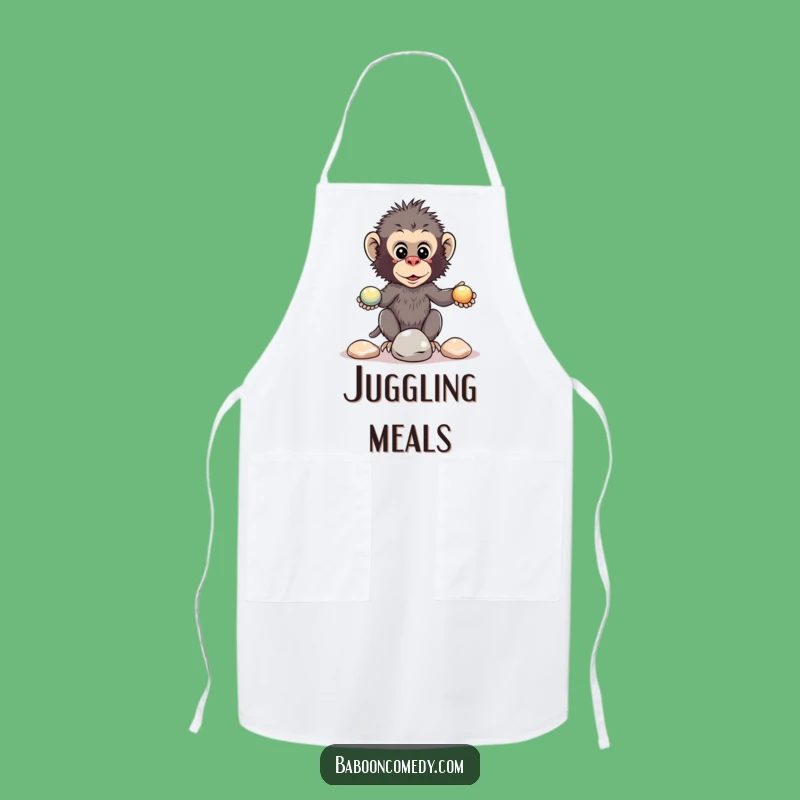 Funny Kawaii Baboon Juggle Apron - Primate Skillful Kitchen