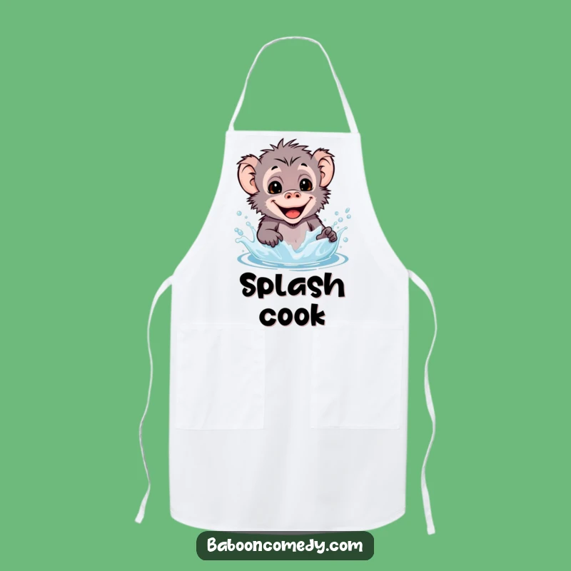 Funny Kawaii Baboon Splash Apron - Primate Kitchen Fun