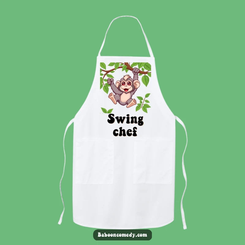 Funny Kawaii Baboon Swinging Apron - Primate Kitchen Adventure