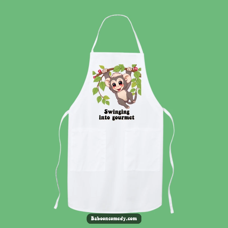 Funny Kawaii Baboon Vine Swing Apron: Cook with Jungle Spirit!