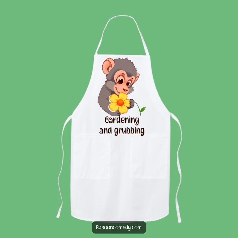 Funny Baboon Flower Inspect Apron: Primate Nature Kitchen Wear