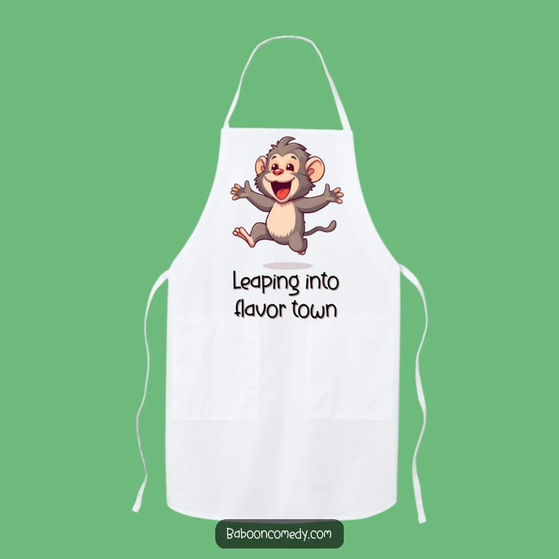 Funny Kawaii Baboon Leaping Apron: Cook with Joyful Exuberance