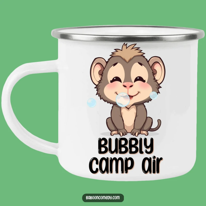Funny Baboon Bubble Camping Mug: Whimsical Adventures, Your Ideal Funny Gift!