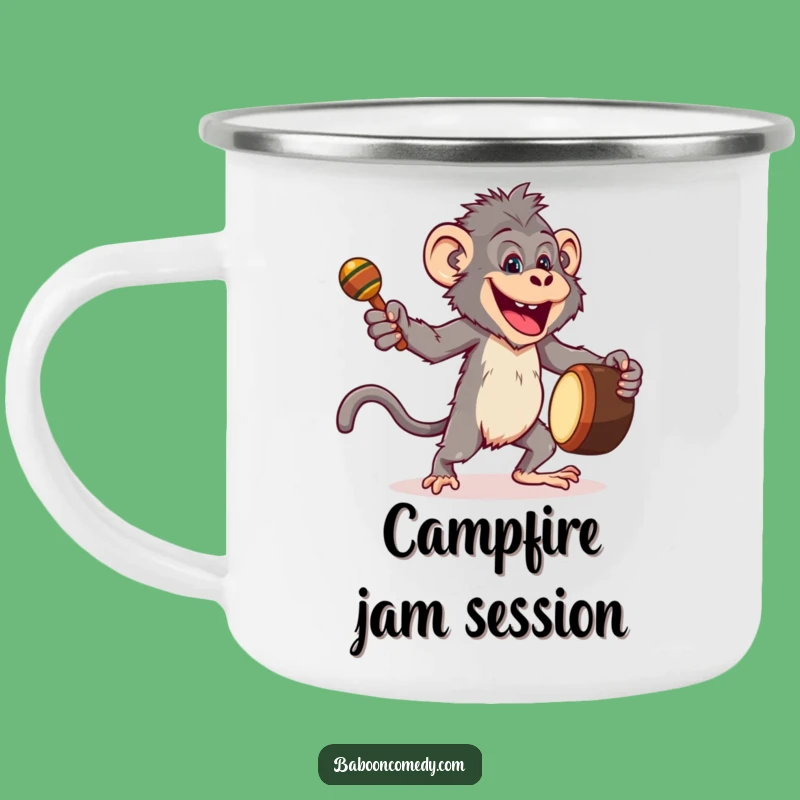 Funny Joyful Baboon Camping Mug - Primate Party Fuel