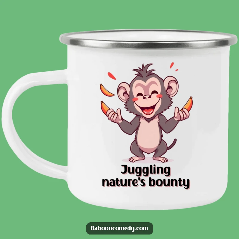 Funny Baboon Juggling Bananas Camping Mug - Durable Primate Outdoor Gear