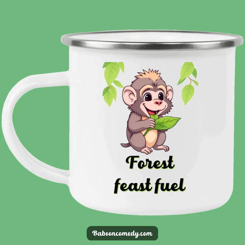 Funny Baboon Leaf Camping Mug: Your Humorous Snack Time Companion