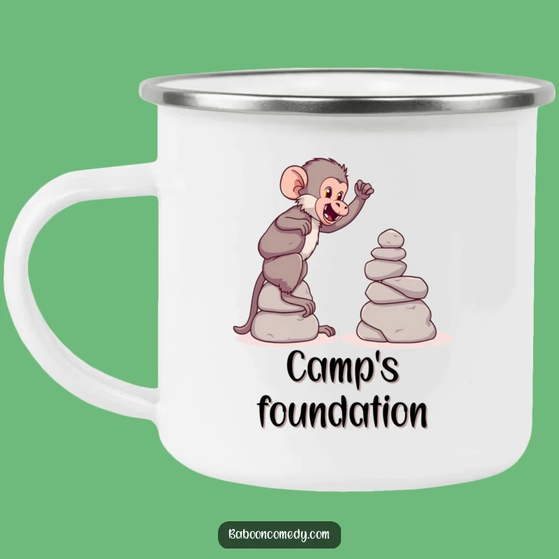 Funny Baboon Stone Tower Camping Mug - Outdoor Builder Baboon Drinkware, Rugged Funny Gift
