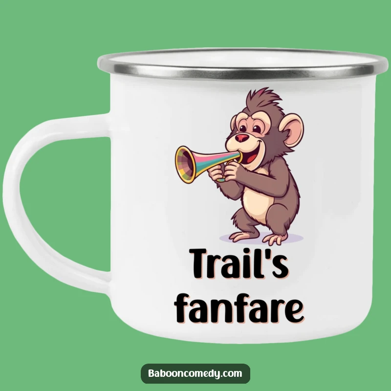 Funny Baboon Trumpet Camping Mug - Outdoor Musician Baboon Drinkware, Funniest Funny Gift