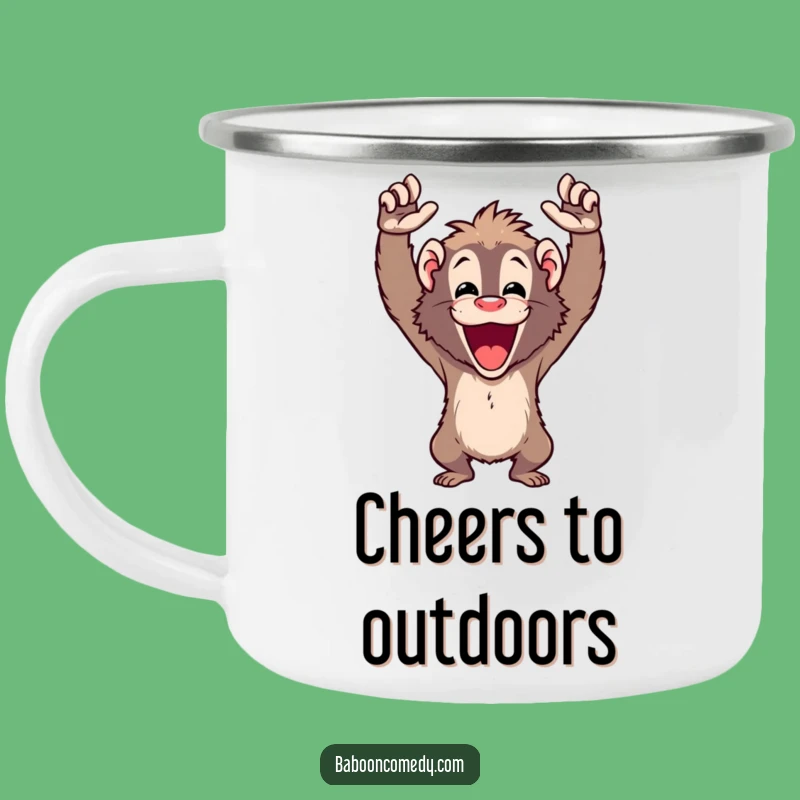 Funny Cheering Baboon Camping Mug - Outdoor Cheers and Hilarious Gift