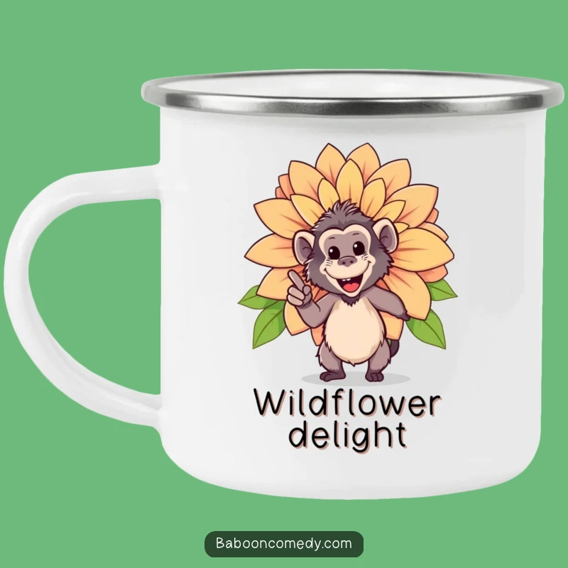 Funny Happy Baboon Flower Camping Mug - Outdoor Gardener Baboon Drinkware, Cheerful Funny Gift