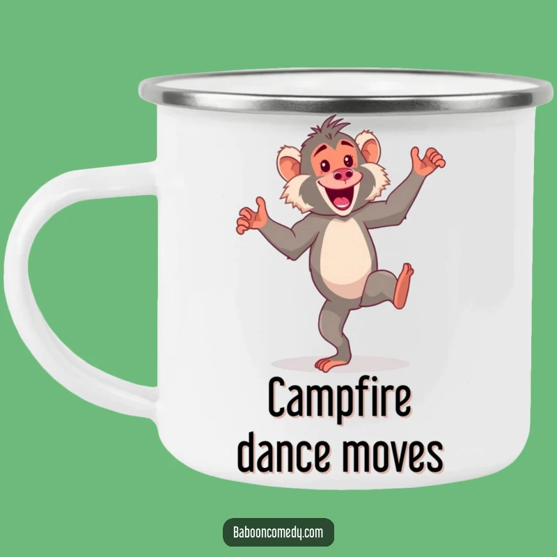Funny Kawaii Baboon Dance Camping Mug - Energetic Outdoor Fun