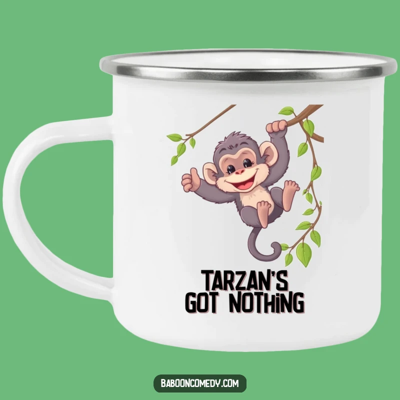 Funny Mischievous Baboon Camping Mug - Adventure Primate Humor Gift