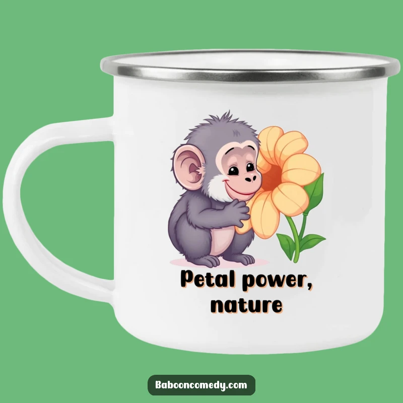 Funny Kawaii Baboon Flower Camping Mug: Nature's Wonder on the Go