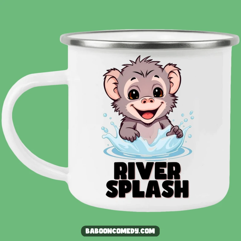 Funny Kawaii Baboon Splash Camping Mug - Outdoor Primate Fun
