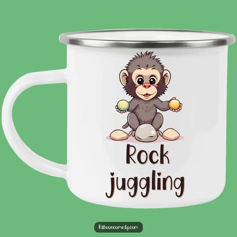 Funny Kawaii Baboon Juggle Camping Mug - Outdoor Primate Skill