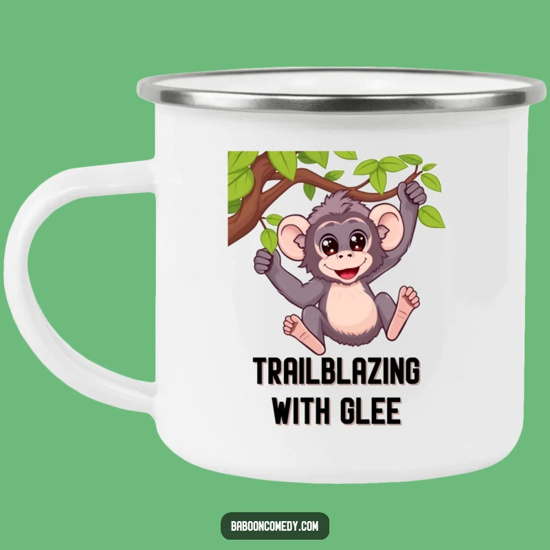 Funny Baboon Vine Swing Camping Mug: Adventure Fuel, Wide Eyed Fun, Perfect Funny Gift