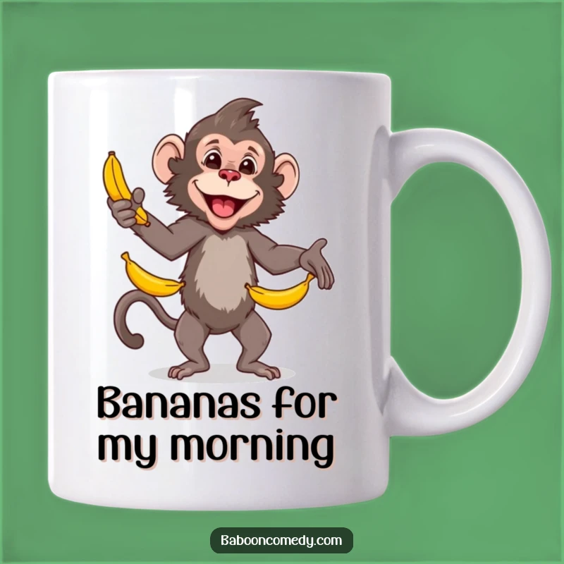 Funny Baboon Juggling Bananas Mug: Skilled Primate Comedy Gift for Fans