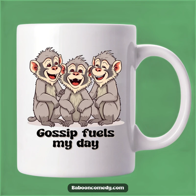 Funny Baboon Friends Mug - Group Chattering & Laughing - Hilarious Primate Comedy Gift