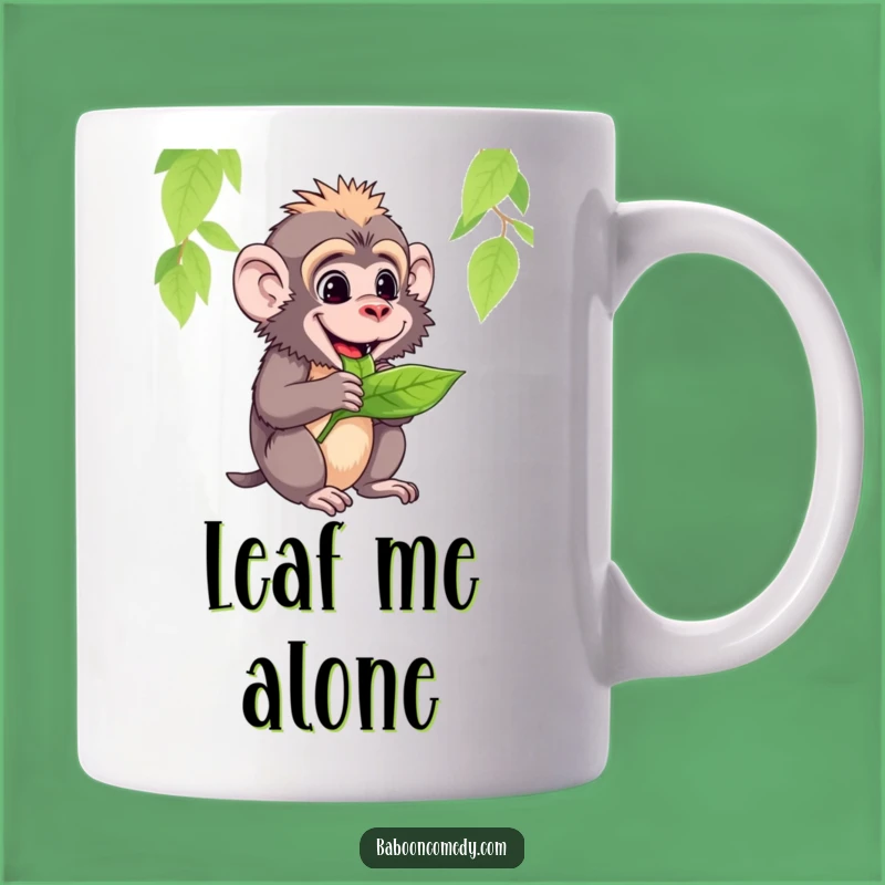 Funny Baboon Leaf Munching Mug: Deliciously Humorous Gift for Foodies