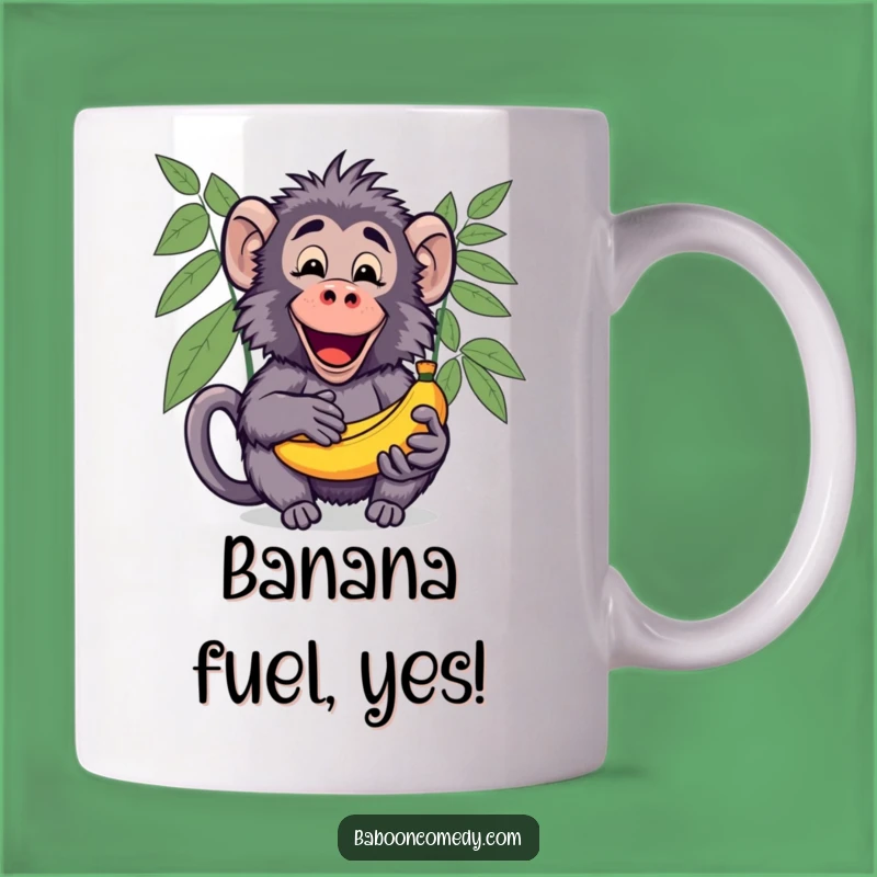 Funny Kawaii Baboon Banana Sharing Mug - Generosity Galore!