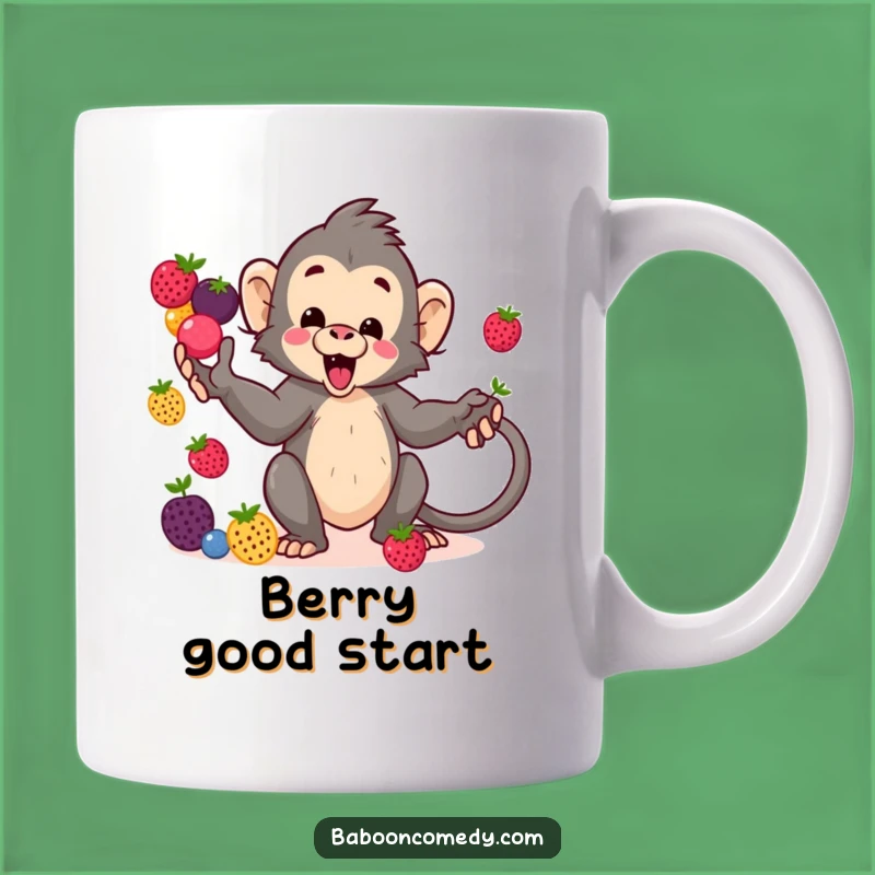 Funny Kawaii Baboon Berry Juggling Mug - Hilarious Baboon Gift Idea