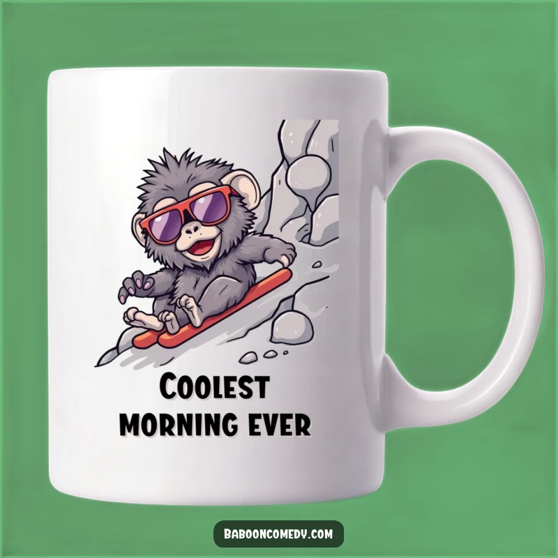 Funny Kawaii Baboon Sunglasses Slope Mug - Cool Primate Gift Idea
