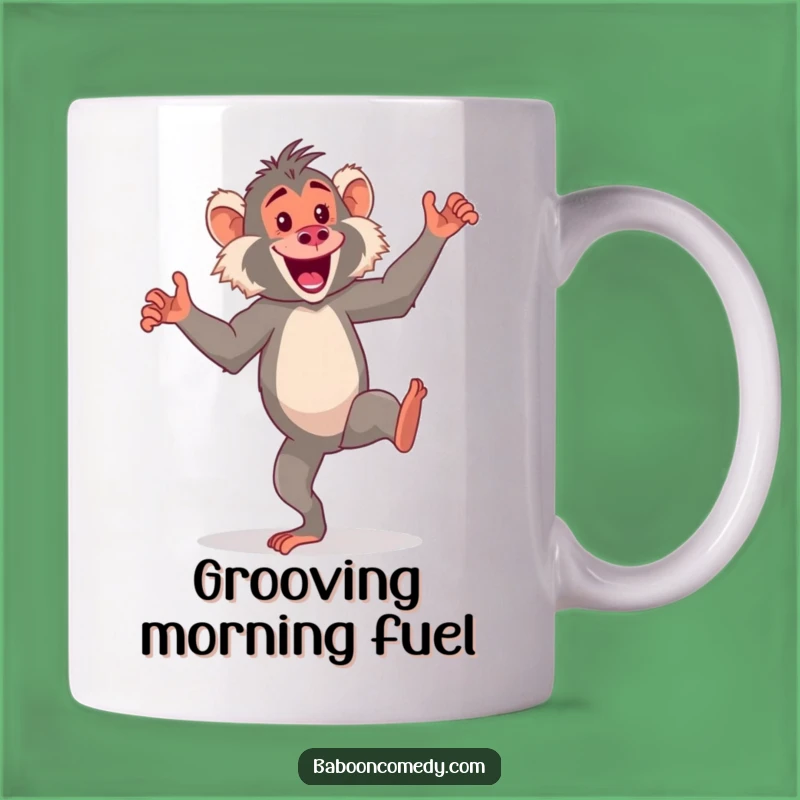 Funny Kawaii Baboon Dance Mug - Energetic Primate Party Gift