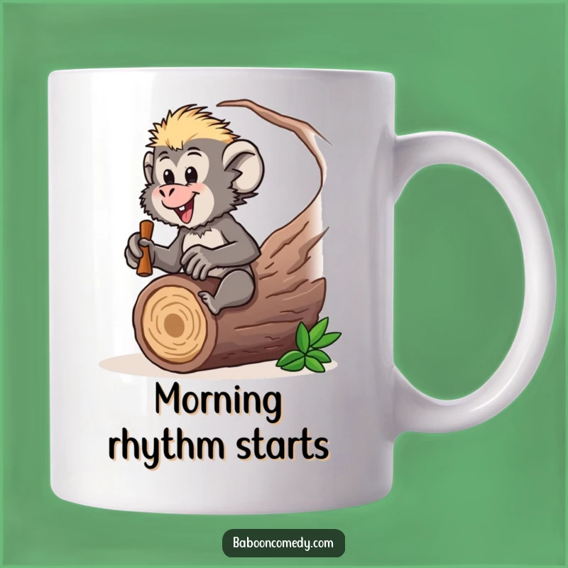 Funny Baboon Drummer Mug: Rhythmic Fun, Perfect Music Lover Funny Gift!