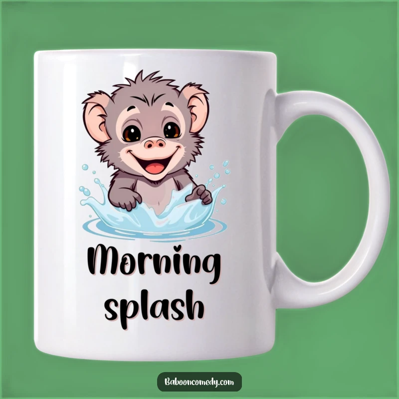 Funny Kawaii Baboon Water Splash Mug - Playful Primate Smile Gift