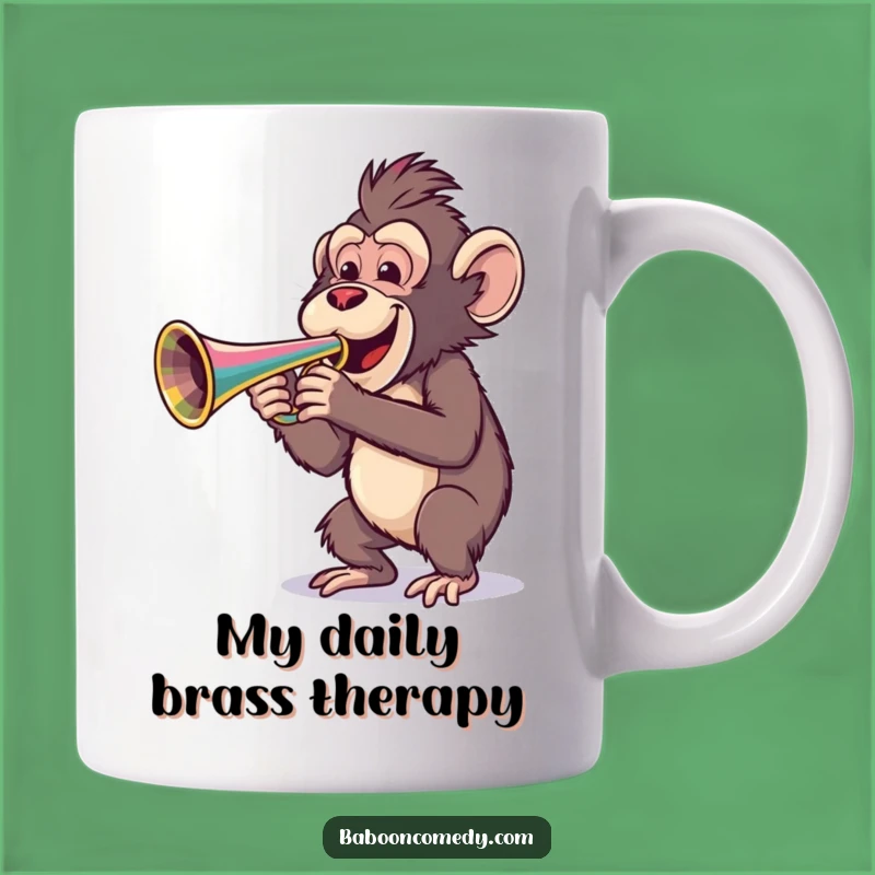Funny Baboon Trumpet Mug - Cheerful Musician Baboon Gift Idea for Him or Her