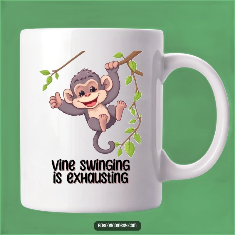 Funny Mischievous Baboon Vine Swinging Mug - Hilarious Primate Gift Idea