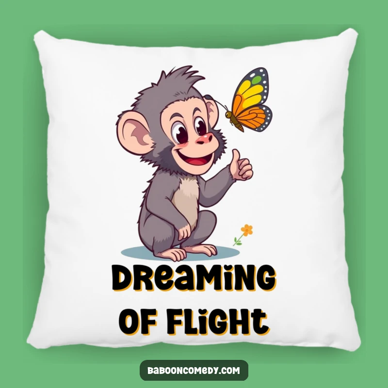 Funny Curious Baboon Pillow - Butterfly Comfort Gift
