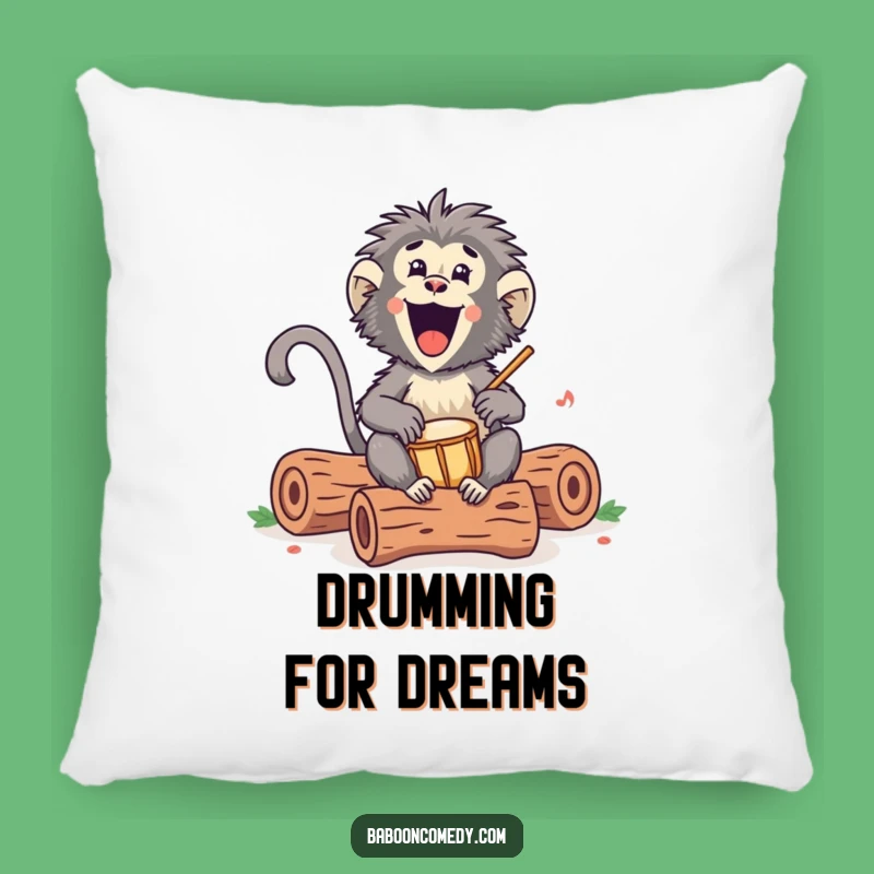 Funny Kawaii Baboon Drumming Pillow: Cozy Comfort with a Happy Beat