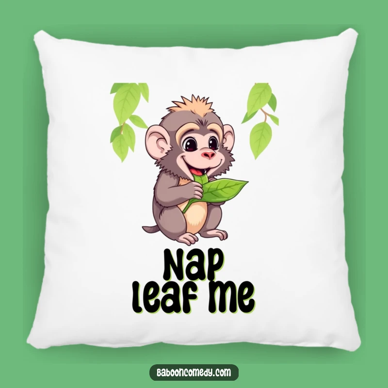 Funny Baboon Leaf Pillow: Cozy Humorous Gift for Serene Comfort