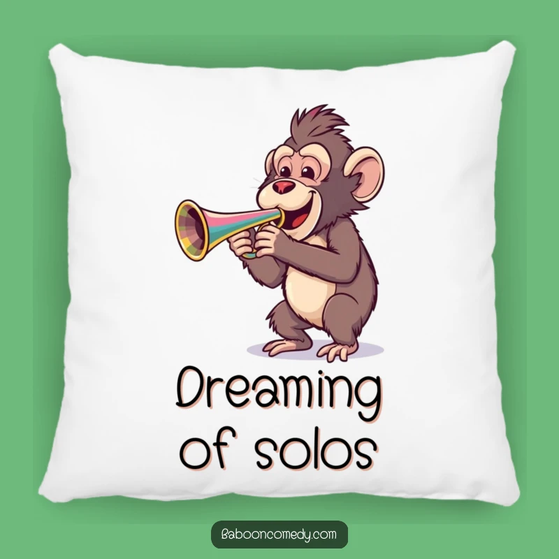 Funny Baboon Trumpet Pillow - Cozy Musician Baboon Accent, Sweet Funny Gift