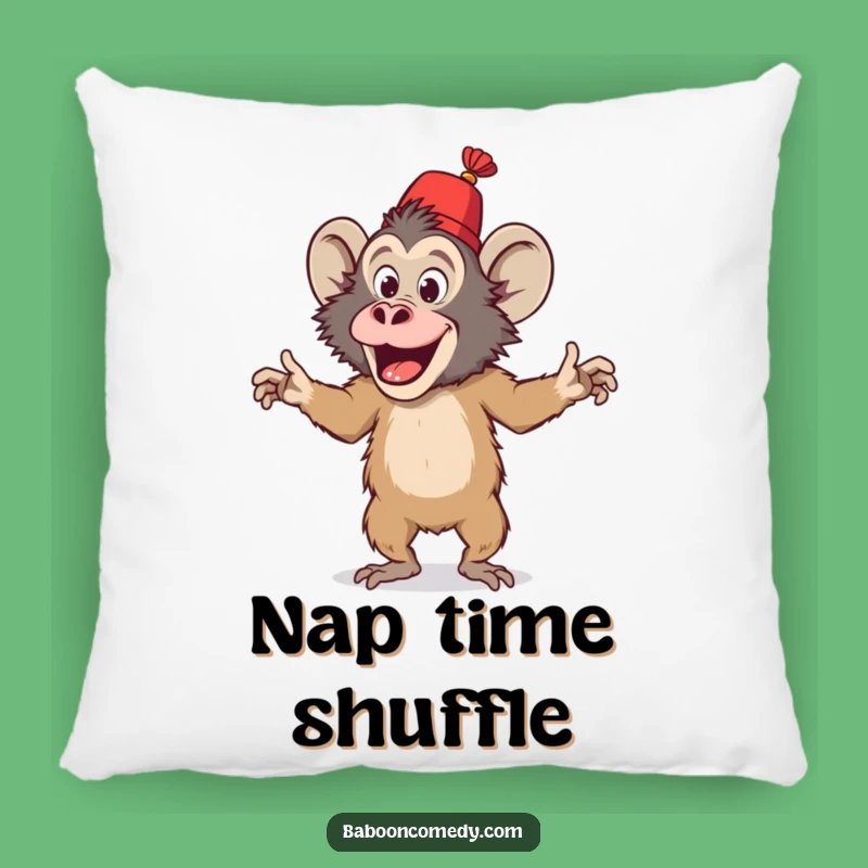 Funny Baboon Dancing Fez Pillow - Comfy Primate Party Decor