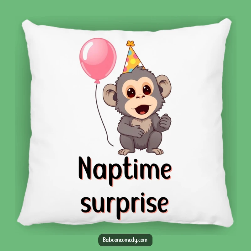Funny Surprised Baboon Party Pillow - Cozy Festive Baboon Accent, Cheerful Funny Gift