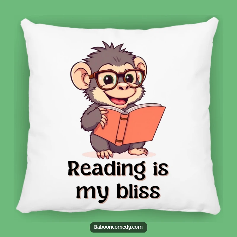 Funny Baboon Reading Glasses Pillow - Comfy Bookworm Primate Decor
