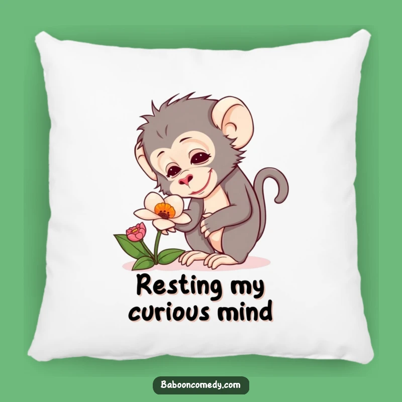 Funny Baboon Flower Pillow: Cozy Curiosity, Soft Delight, Perfect Funny Gift