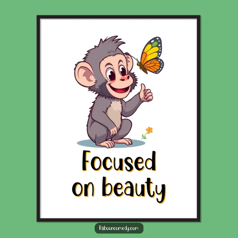 Funny Curious Baboon Digital Print - Butterfly Wonder Art Download