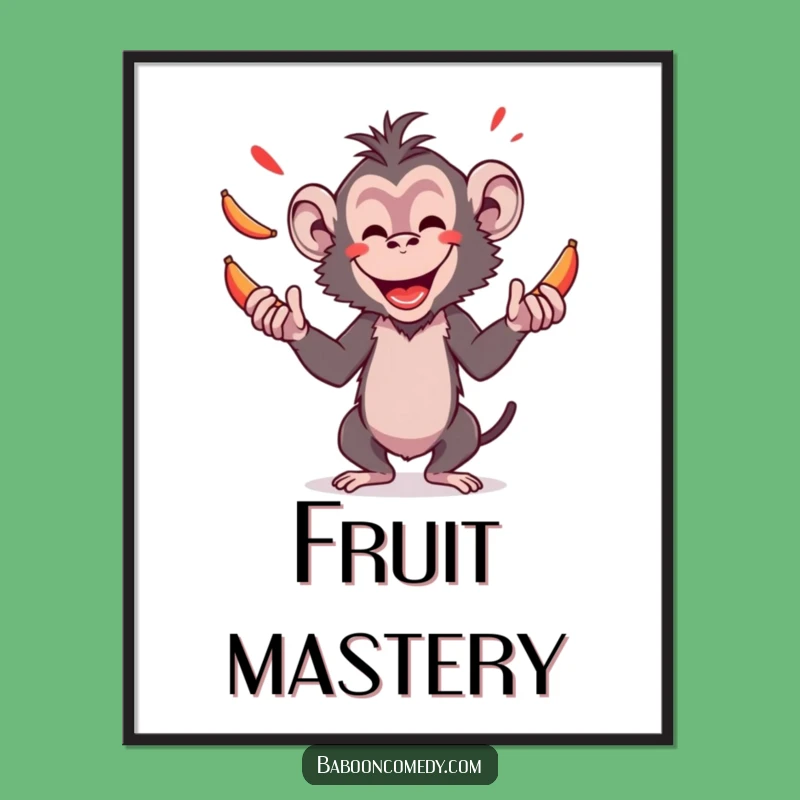 Funny Baboon Juggling Bananas Digital Art - Instant Primate Acrobat Download