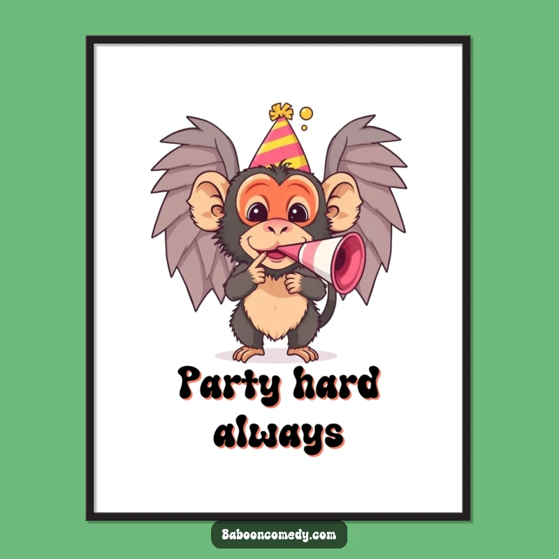 Funny Baboon Digital Art: Instant Party Decor, Perfect Shareable Funny Gift!