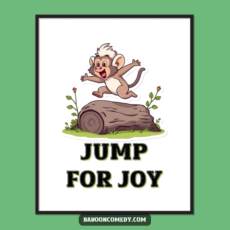 Funny Baboon Jumping Digital Art: Instant Humorous Gift for Dynamic Decor
