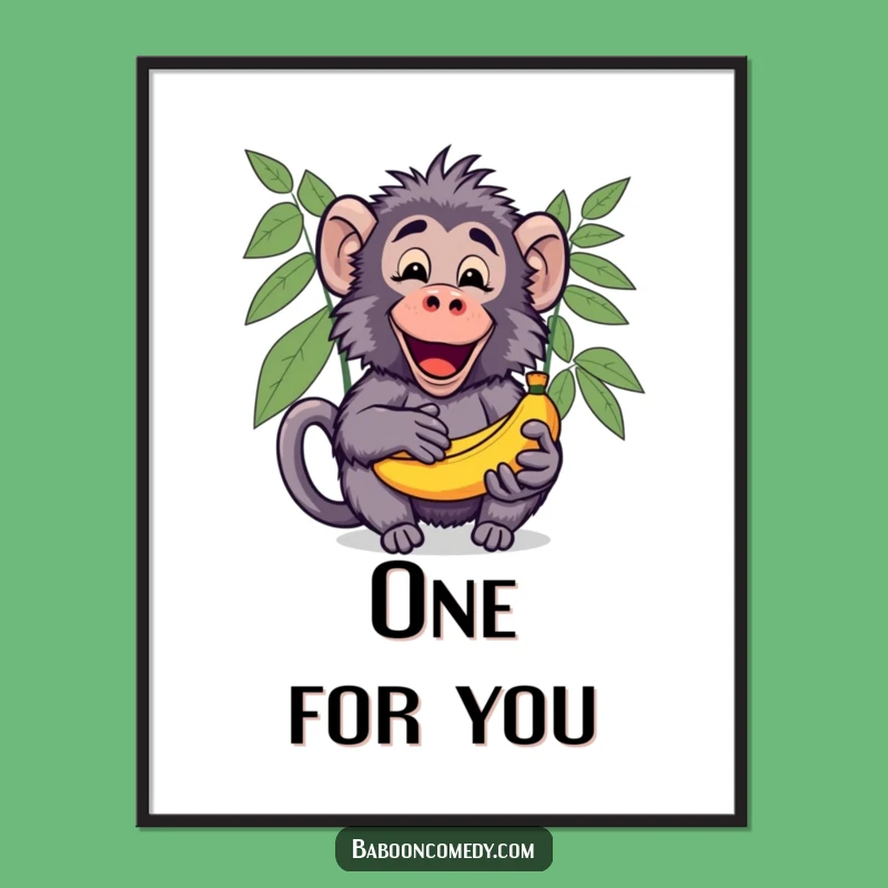 Funny Kawaii Baboon Banana Digital Art - Share the Joy!