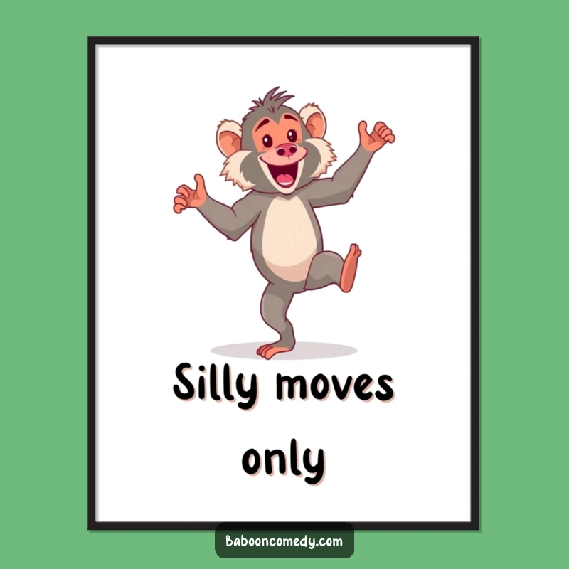 Funny Kawaii Baboon Dance Digital Art - Instant Energetic Decor
