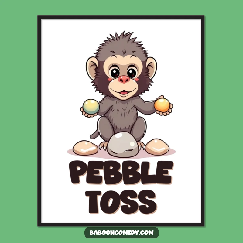 Funny Kawaii Baboon Juggle Digital Art - Primate Skill Print