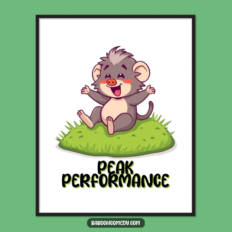 Funny Kawaii Baboon Sliding Digital Art - Instant Joyful Download, Cute Gift